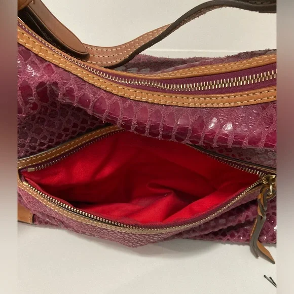 Dooney & Bourke Erica Hobo Rasberry Snakeskin Hobo Bag - Picture 6 of 14